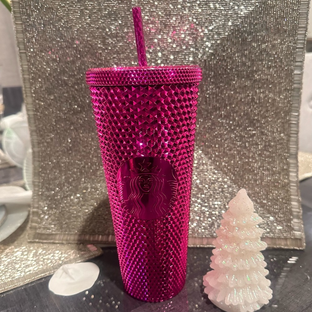 NEW-Starbucks 2022  Studded - Pink  - Venti tumbler w/straw